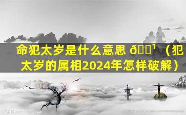 命犯太岁是什么意思 🌹 （犯太岁的属相2024年怎样破解）